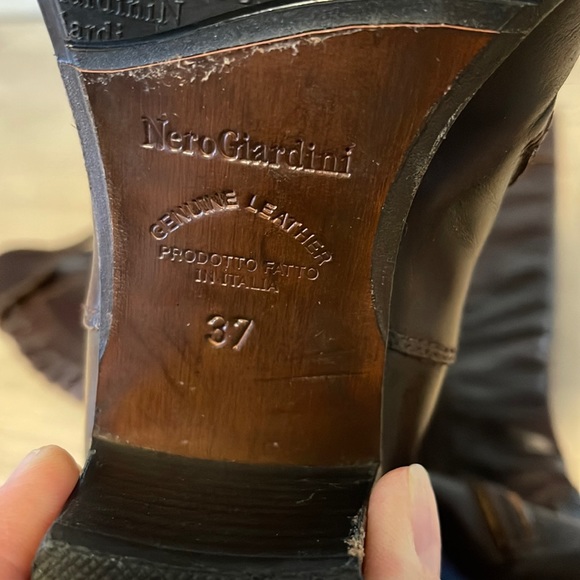Nero Giardini Tall Brown Leather Boots, Woman Size 6.5 - Picture 8 of 16